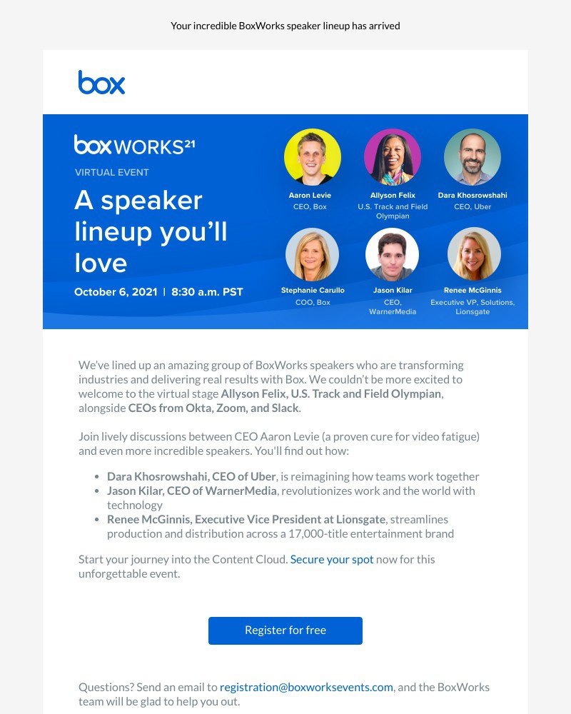 Box - Join Uber’s CEO, entertainment execs, and an Olympian