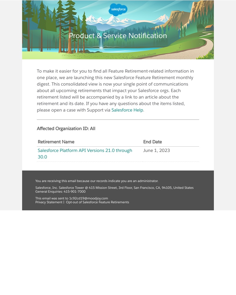 Salesforce - June Feature Retirement Digest