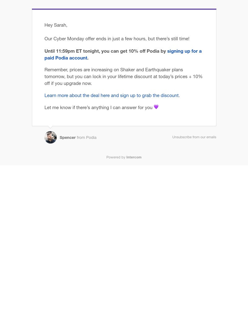 Podia - Just a few hours left — get 10% off Podia ⏰