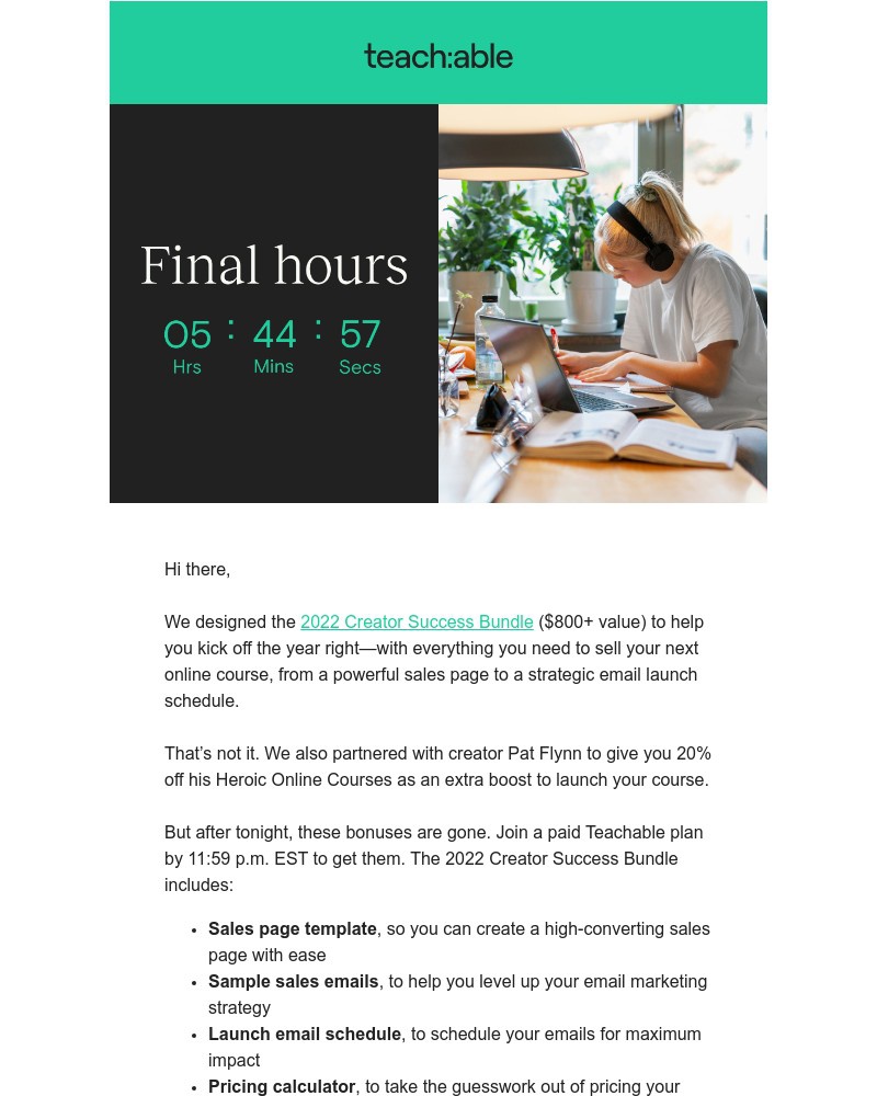 Teachable - Just a few hours left: Get 20% off annual plans and a bonus bundle
