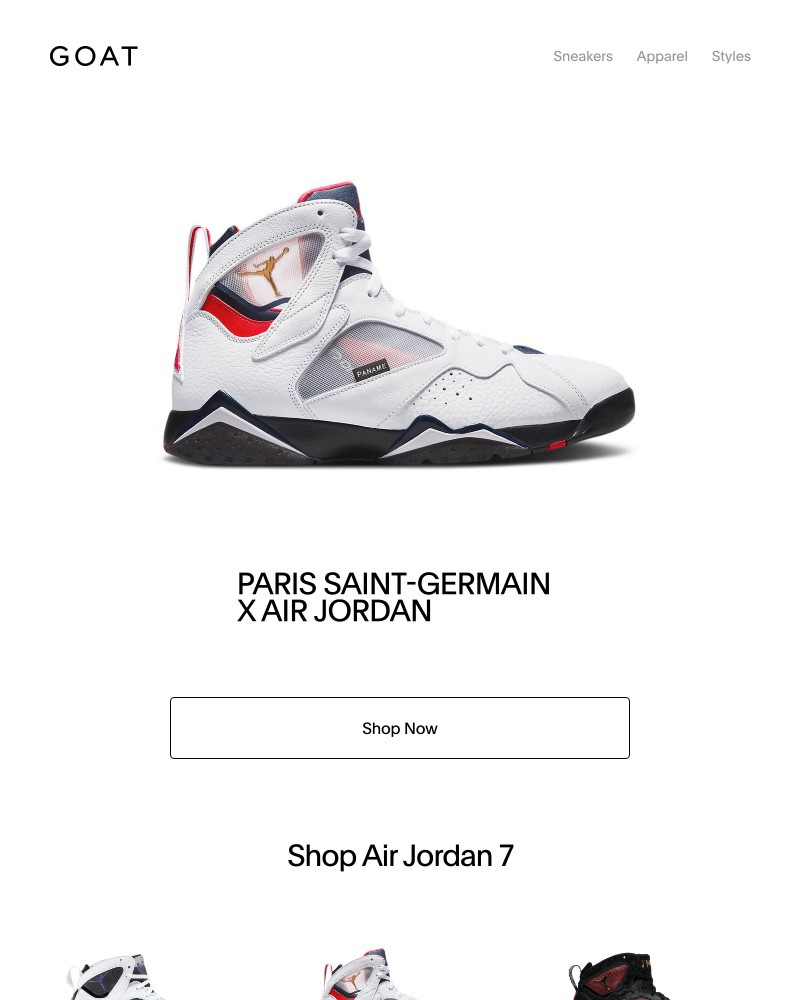 Goat - Just Dropped: Paris Saint-Germain x Air Jordan 7 Retro available now