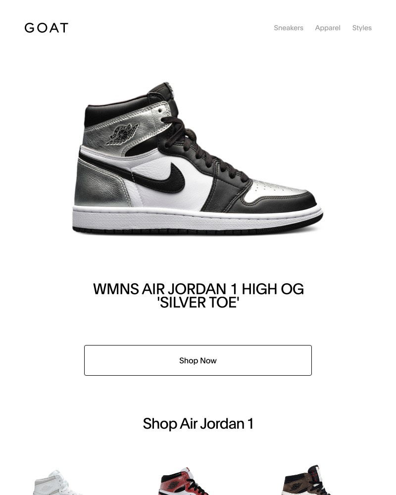 Goat - Just Dropped: Wmns Air Jordan 1 High OG 'Silver Toe' available now