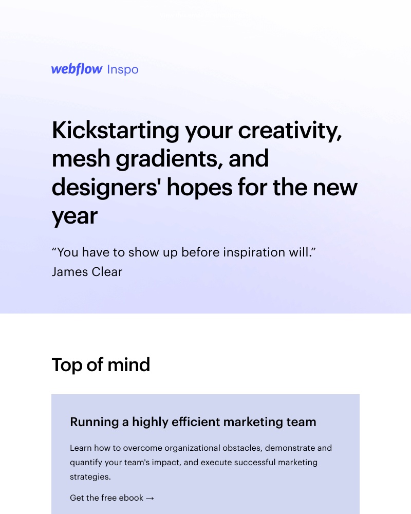 Webflow - Kickstarting your creativity, mesh gradients, and designersβ hopes for the new year π
