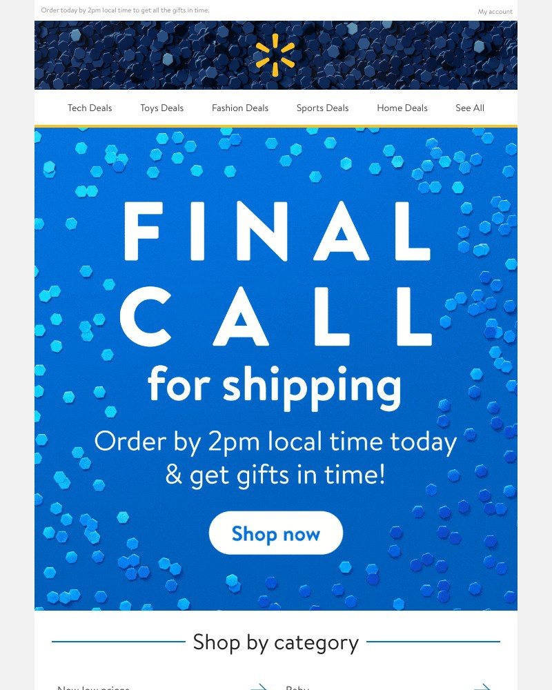 Walmart - LAST CALL for shipping by Christmas π