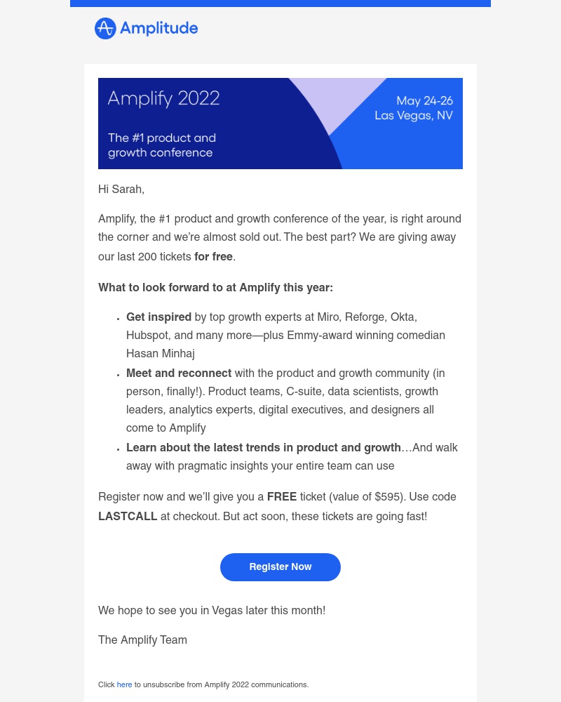 Amplitude - Last call to attend Amplify – Only 200 tickets left!