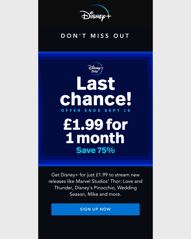 Disney+ - LAST CHANCE! Just £1.99
