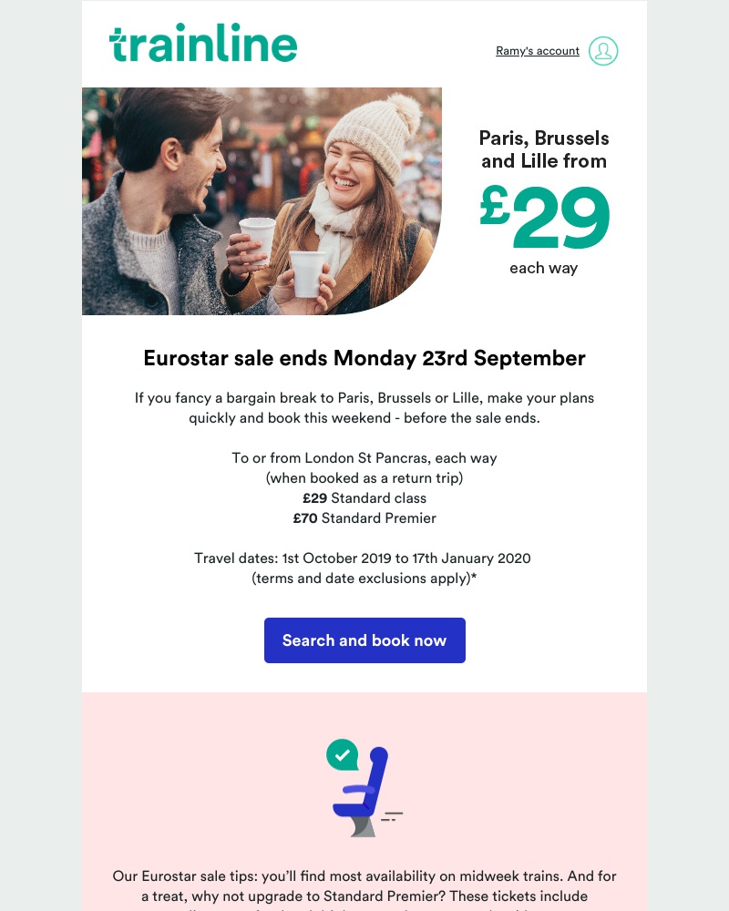 Trainline - Last chance to book Eurostar sale tickets