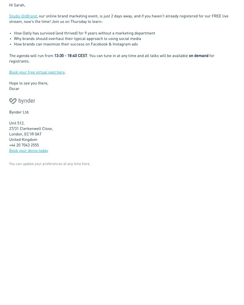 Bynder - Last chance to register for Bynder's Studio OnBrand on May 27-28