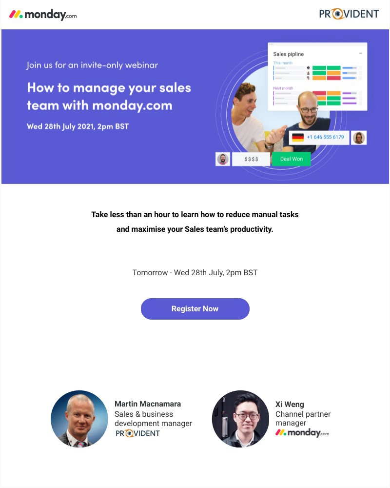 Monday - Last chance to register! Managing Your Sales Team with monday.com