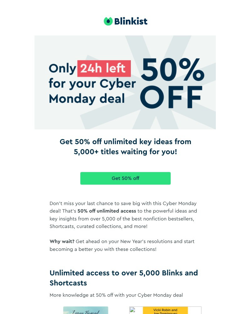 Blinkist - Last chance to save with Cyber Monday!