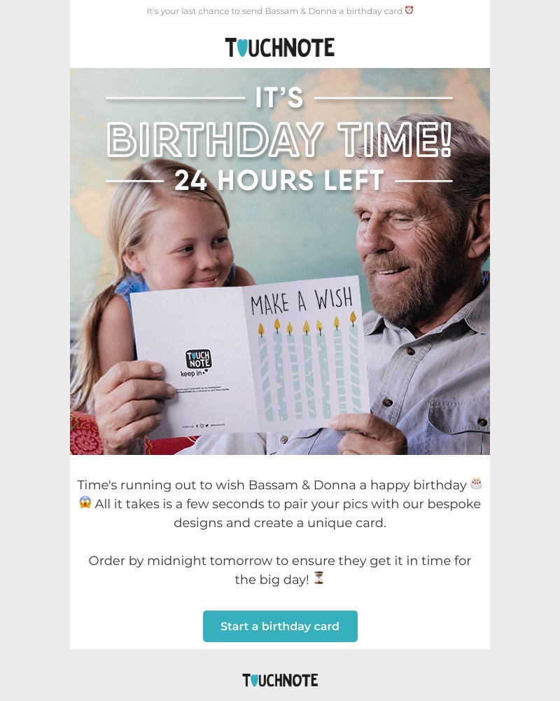 TouchNote - Last chance to send a birthday card! 🎉