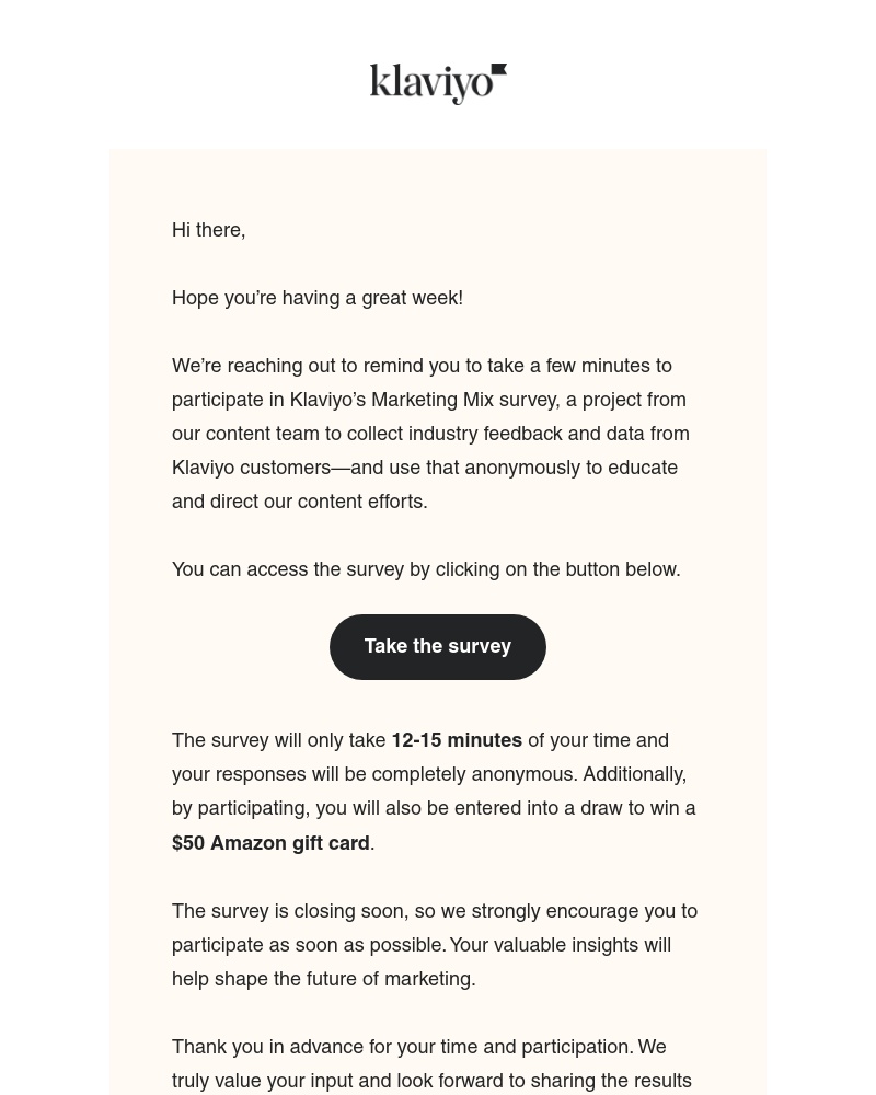 Klaviyo - Last chance to share your insights