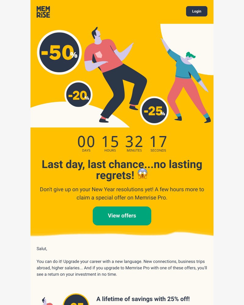 Memrise - Last day, last chance...no lasting regrets! π±