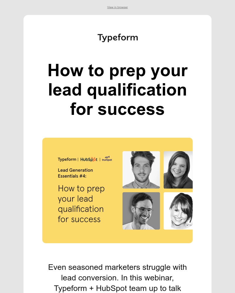 Typeform - ⌛Last few spots for our webinar on lead qualification remaining