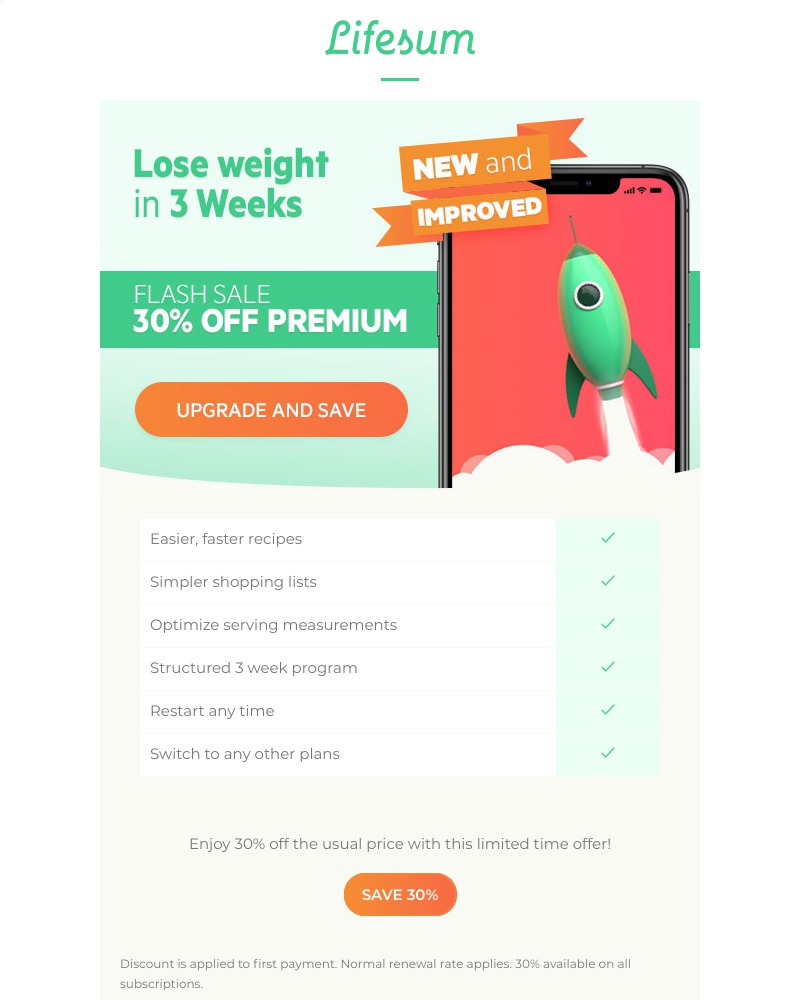 Lifesum - β‘ Launch offer: 30% off New 3 Week Weight Loss Planβ‘