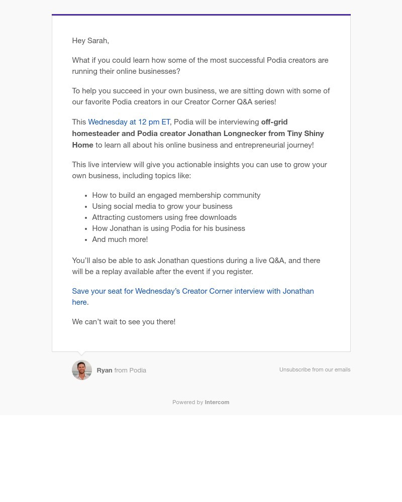 Podia - Learn to grow your own business from Podia creator Jonathan Longnecker