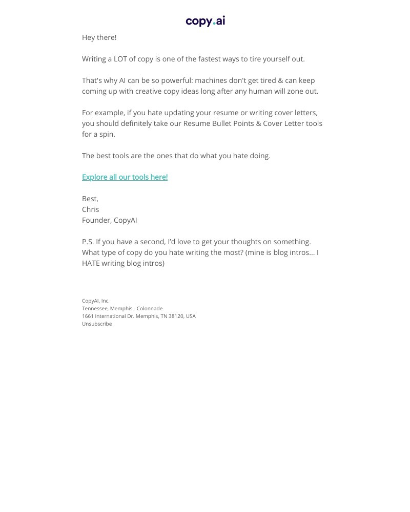 CopyAI - Let AI write what you don't want to