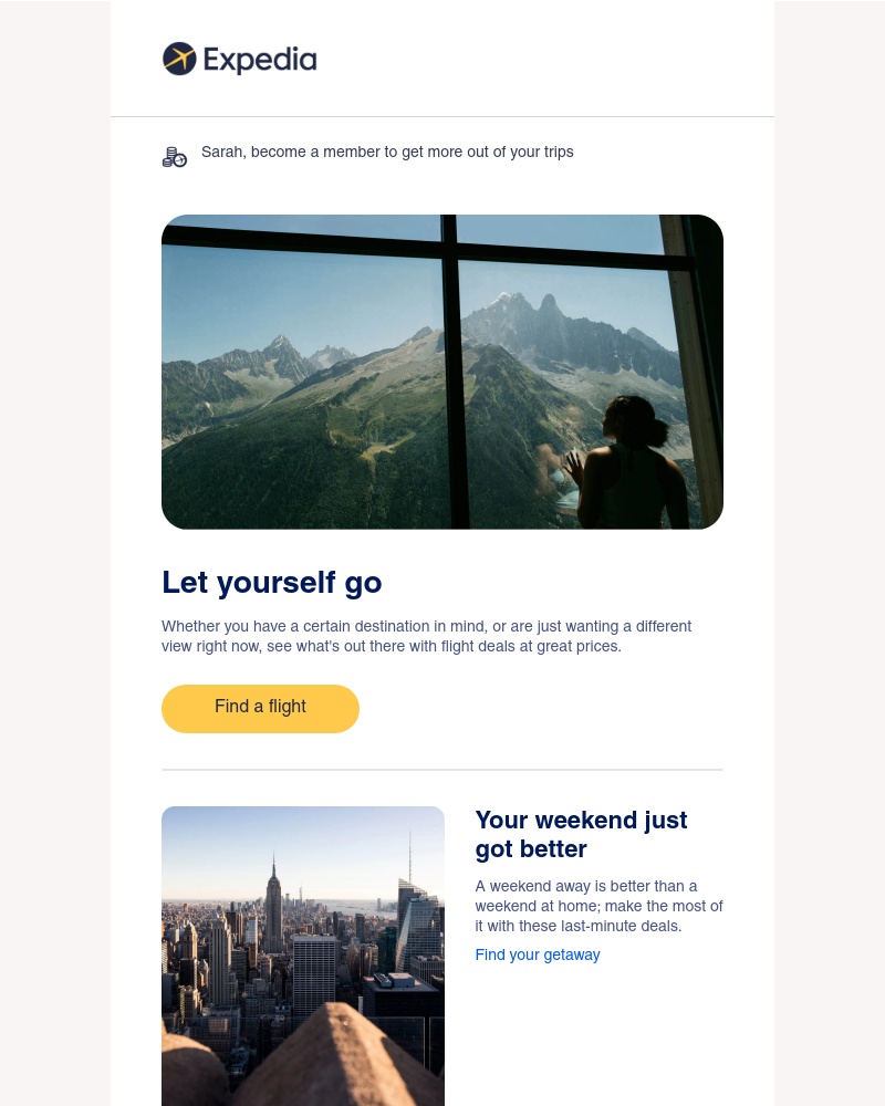Expedia - Let yourself go with these great flight deals