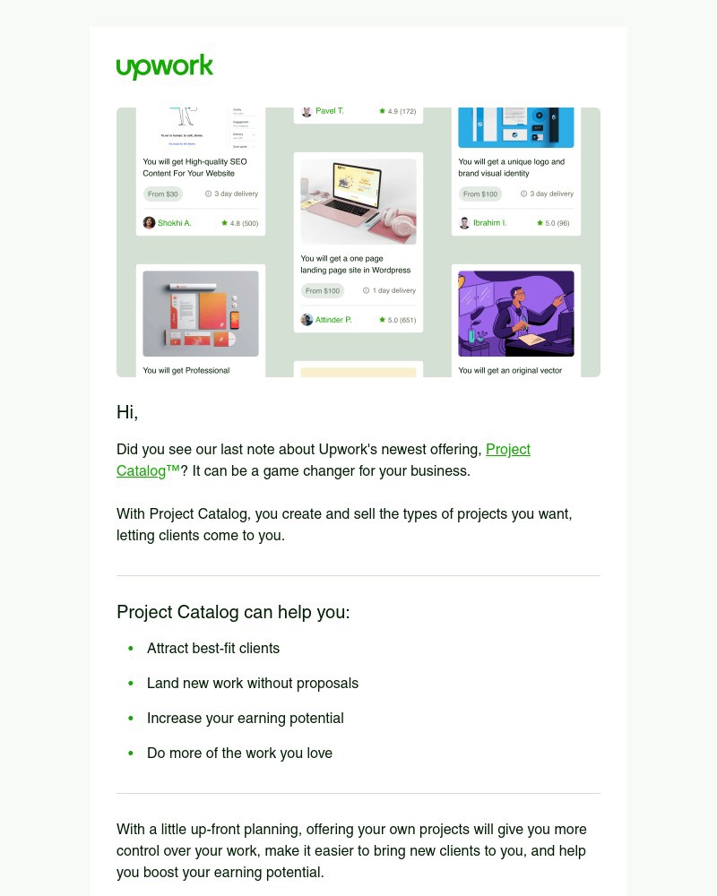 Upwork - Let's create your first project