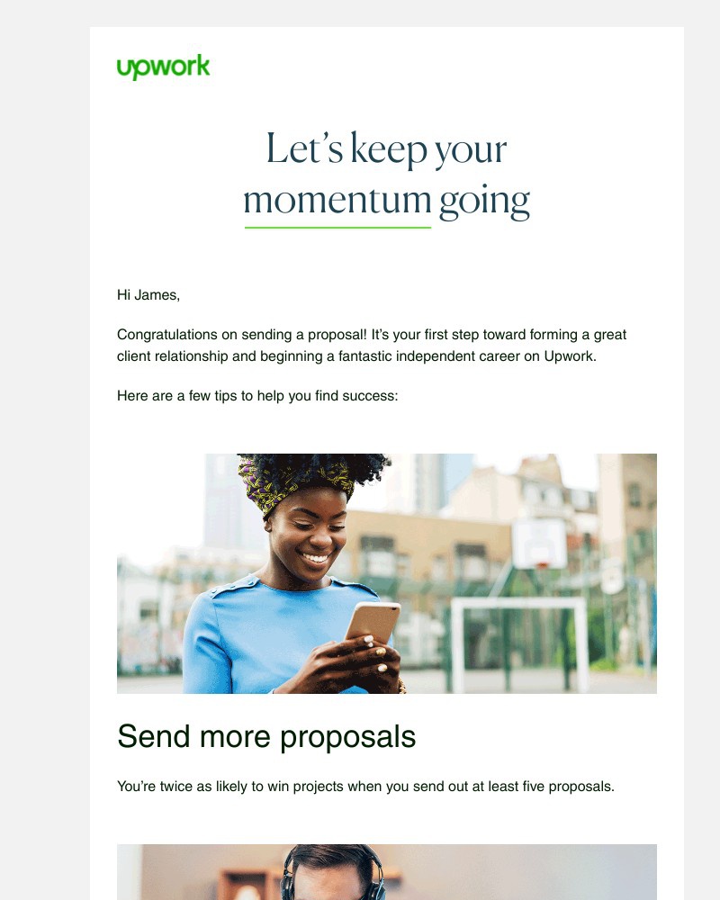 Upwork - Let’s keep your momentum going