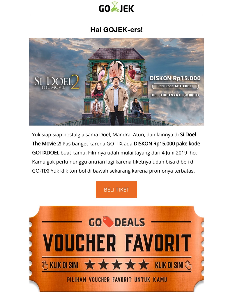 Go-Jek - Libur lebaran bingung mau ngapain? Cek di sini aja banyak diskon menarik buatmu!