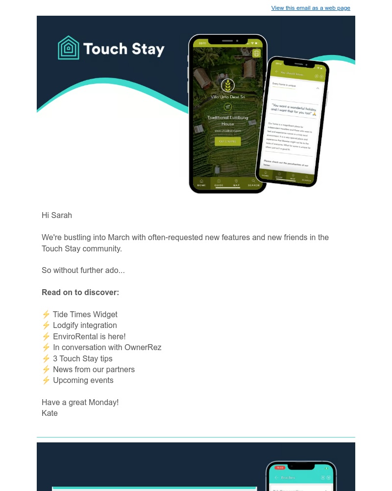 Touch Stay - Lodgify integration, Tide Times Widget, and more...