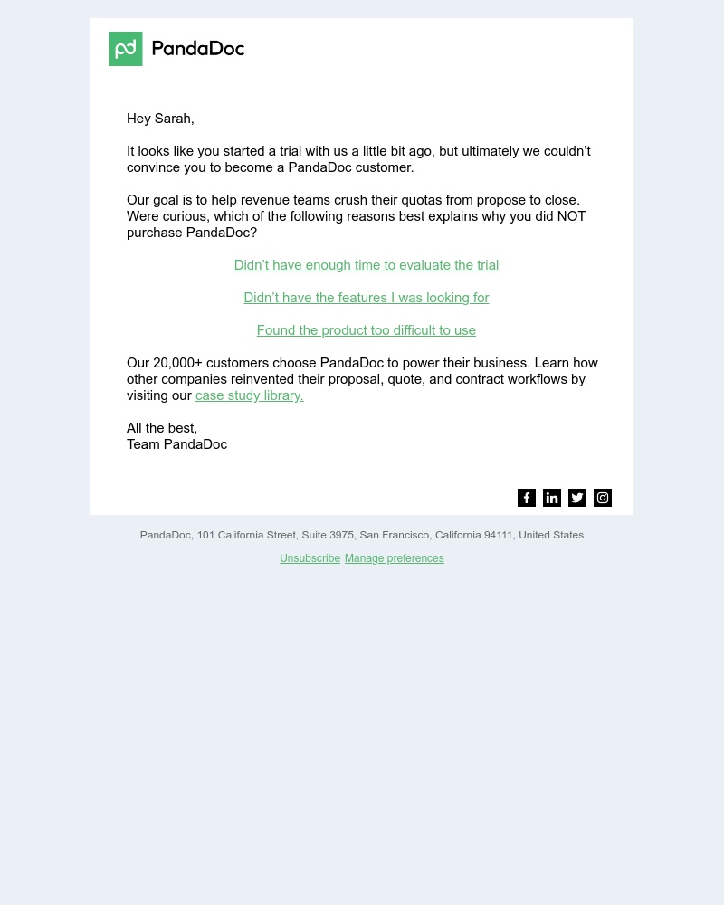 PandaDoc - Looks like we missed the mark, tell us why 🐼