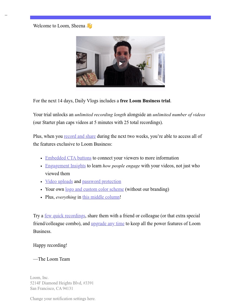 Linear - Loom Business! Welcome to your trial 🔮