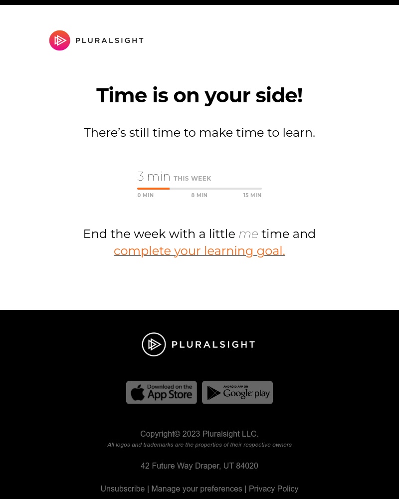 Pluralsight - Make time to hit your learning goal for the week