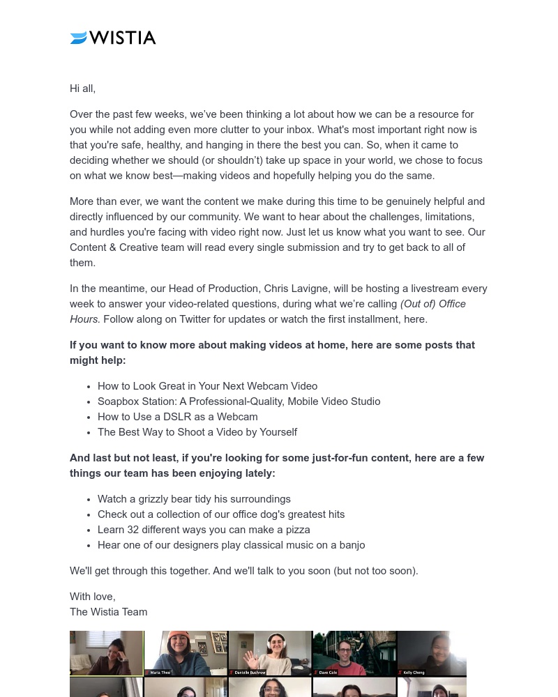 Wistia - Making content together while weβre apart