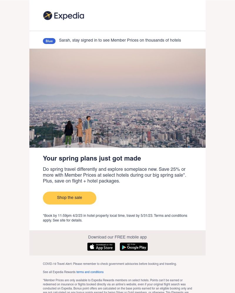 Expedia - Members can still save 25% during our spring sale