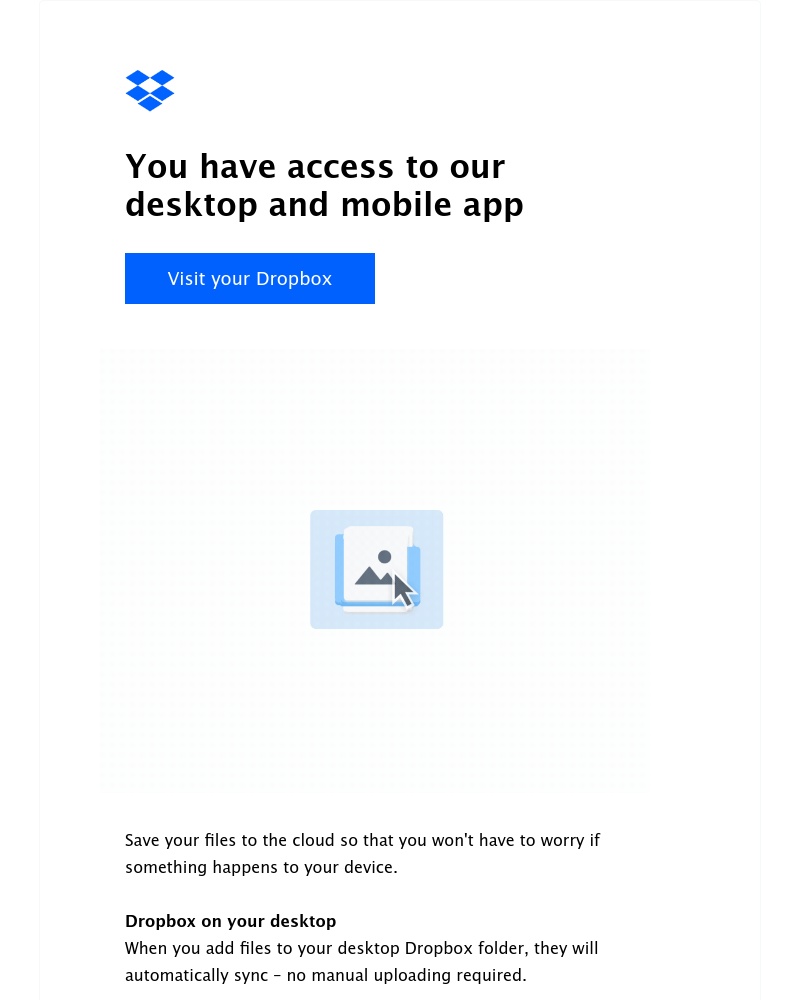 Dropbox - Message for Sarah: We have a download for you