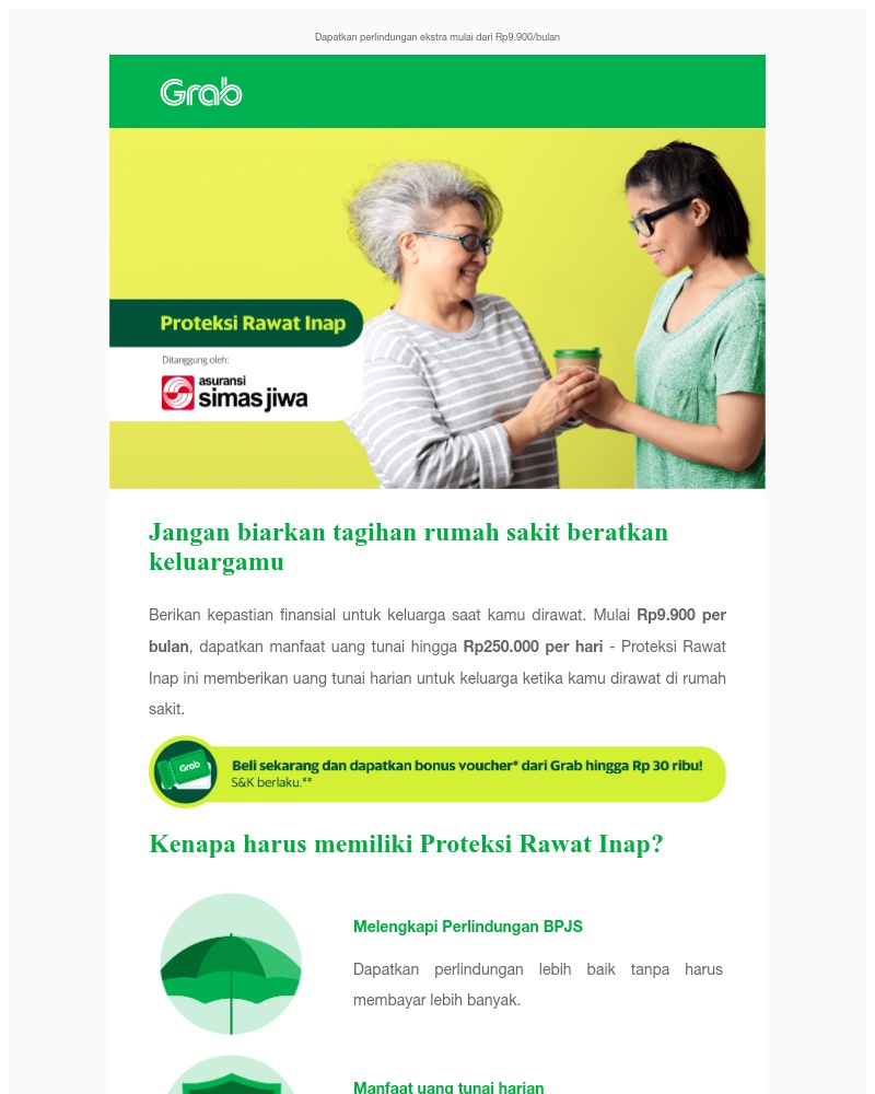 Grab - Miliki Proteksi Rawat Inap sekarang