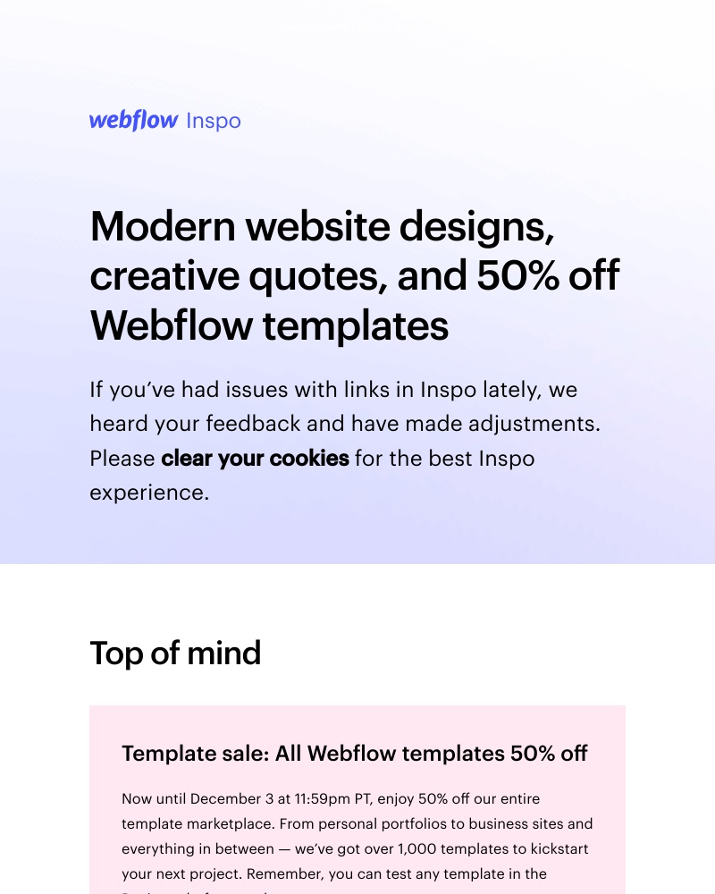 Webflow - Modern website designs, creative quotes, and 50% off Webflow templates π