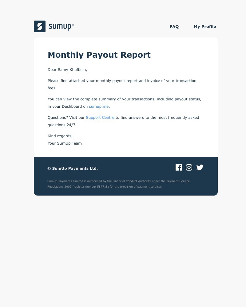 SumUp - Monthly Payout Report