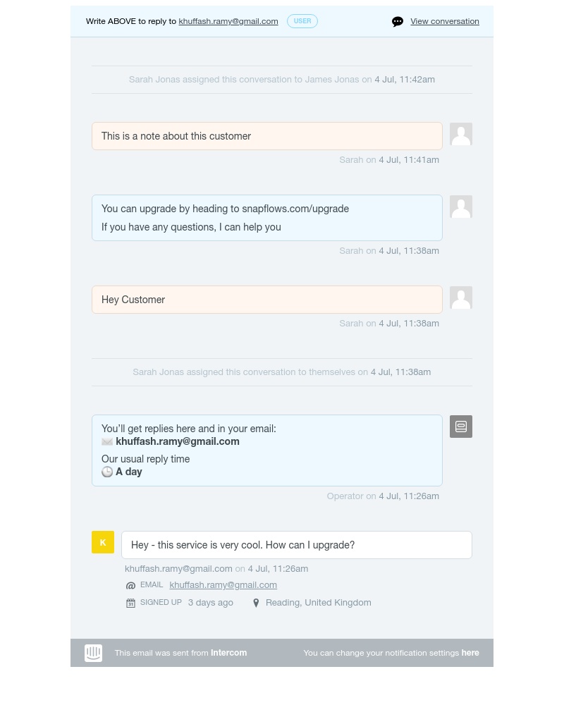 Intercom - Moodjoy: Sarah Jonas assigned a conversation with khuffash.ramy@gmail.com to you