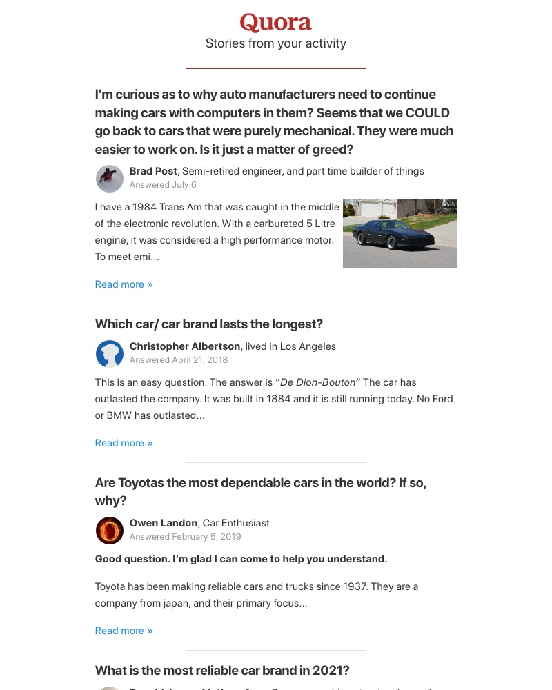 Quora - More related to "Which car brand is going downhill?"