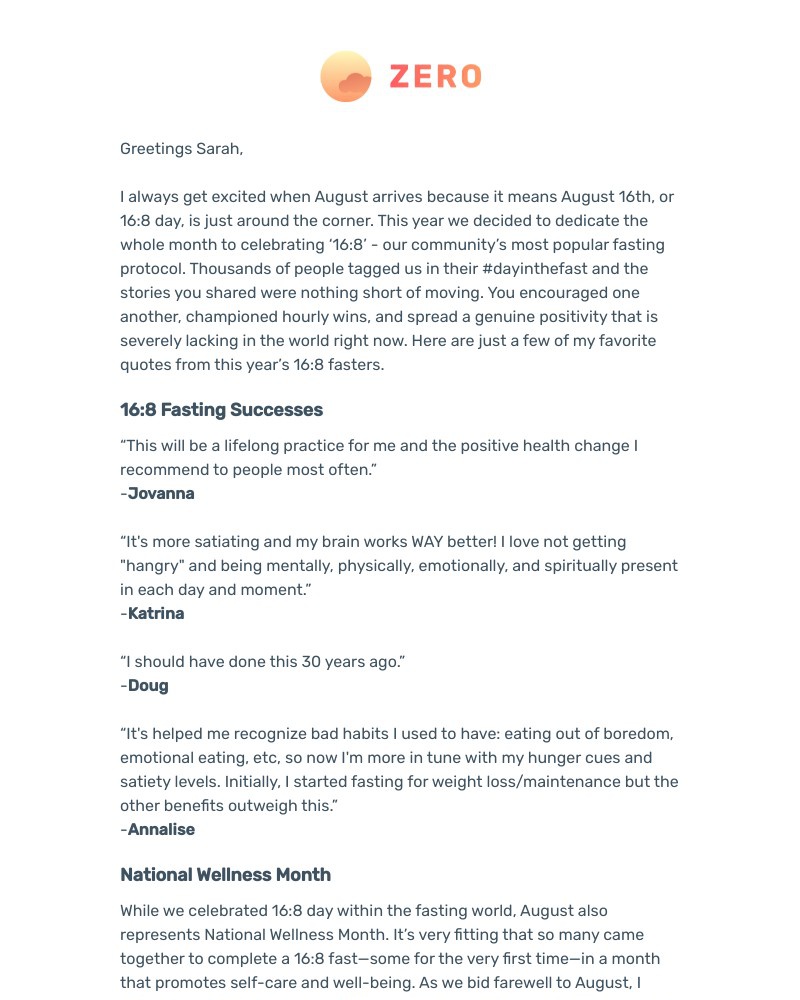 Zero - My favorite lessons learned in 16:8 month