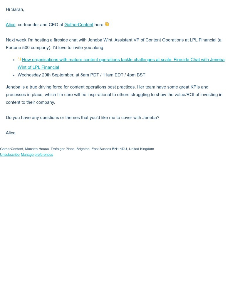 GatherContent - My next fireside chat