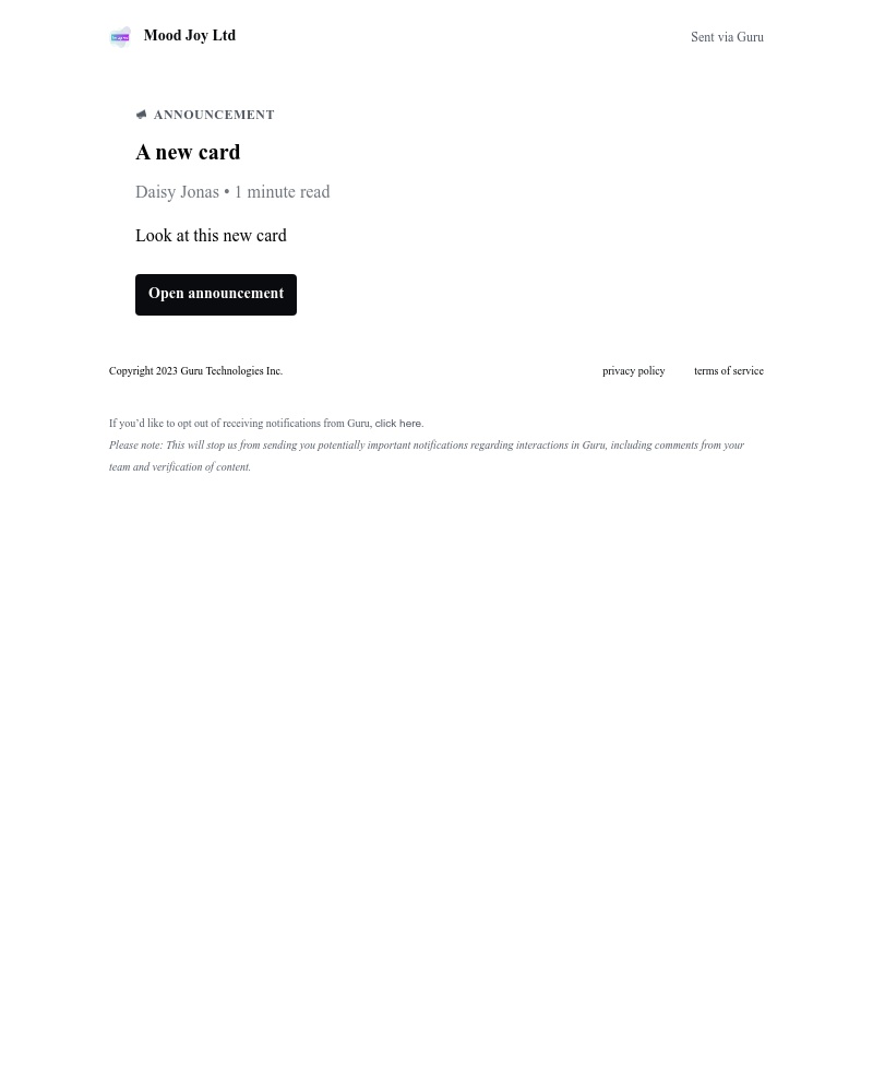 Guru - New announcement: A new card