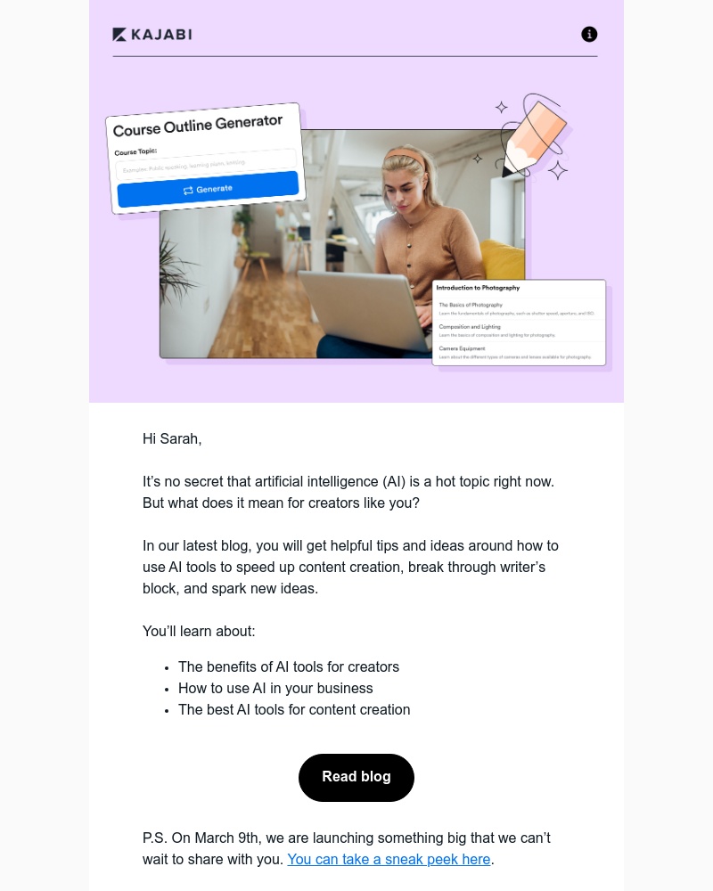 Kajabi - New Blog: How to use AI to power your creator business