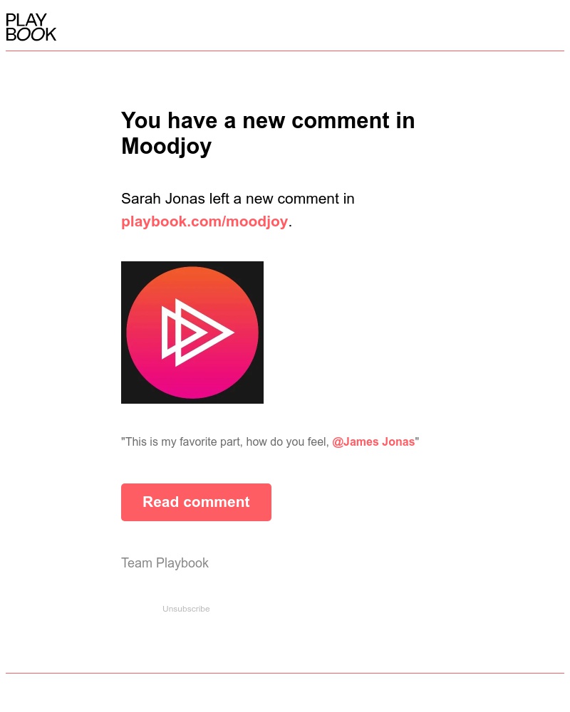 Playbook - New comment in Moodjoy - Playbook