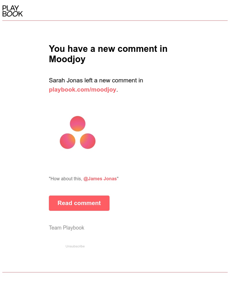 Playbook - New comment in Moodjoy - Playbook