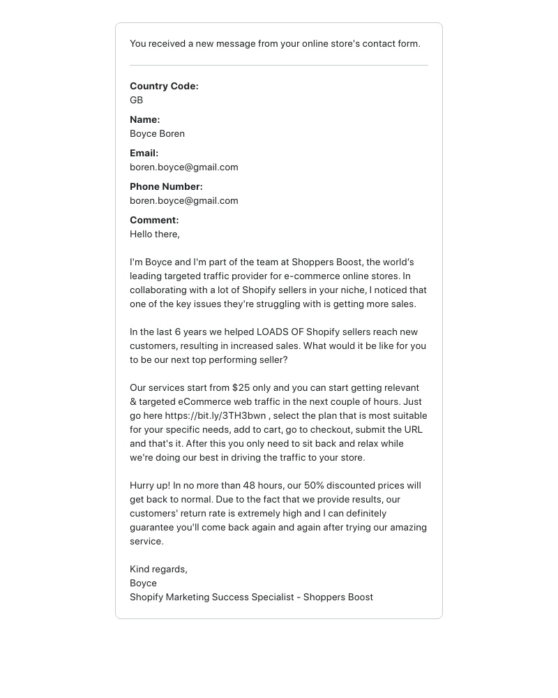 Shopify - New customer message on 29 October 2022 at 00:00