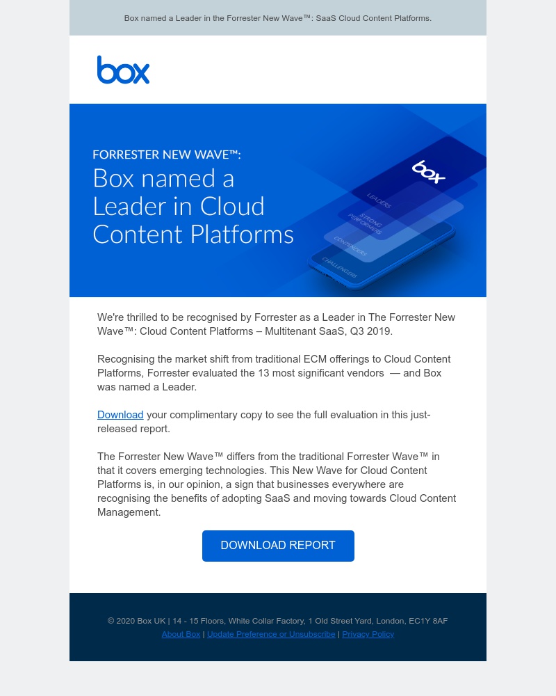 Box - New Forrester Report names Box a Leader in Cloud Content Platforms