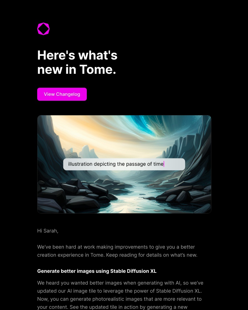 Tome - New in Tome: Better AI images and a faster, more reliable experience