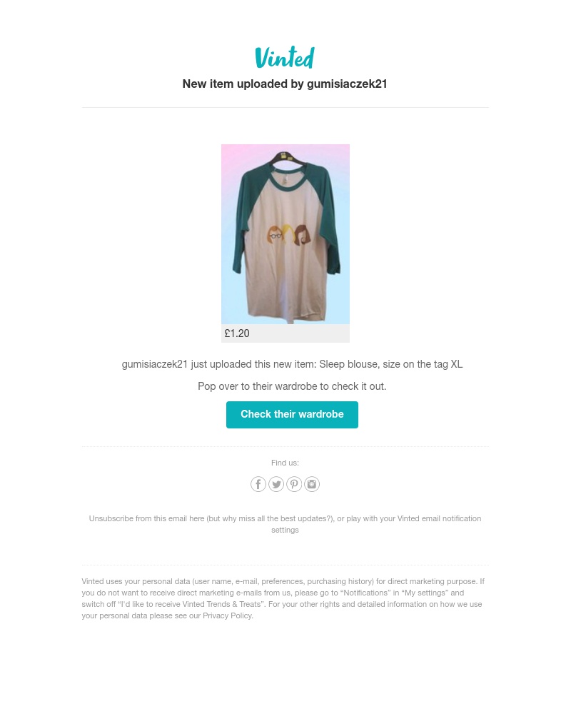 Vinted - New item uploaded by gumisiaczek21