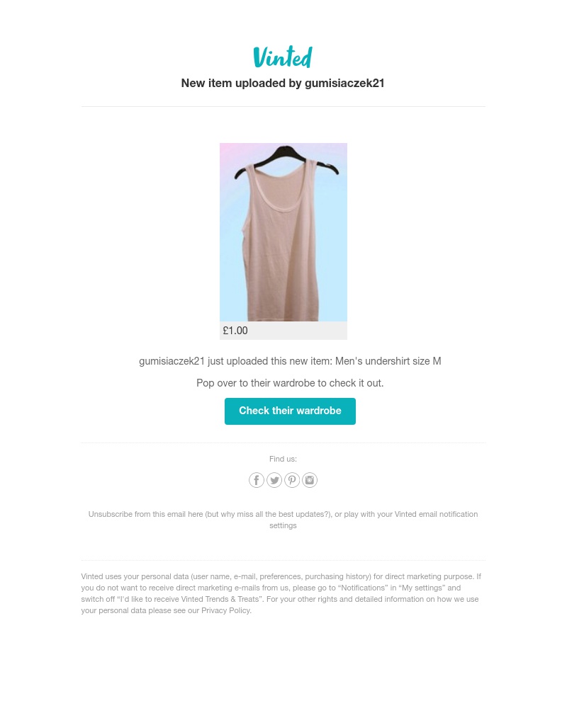 Vinted - New item uploaded by gumisiaczek21