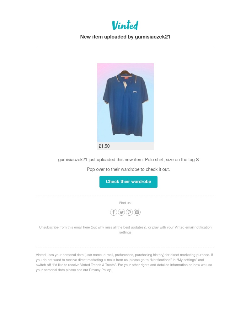 Vinted - New item uploaded by gumisiaczek21