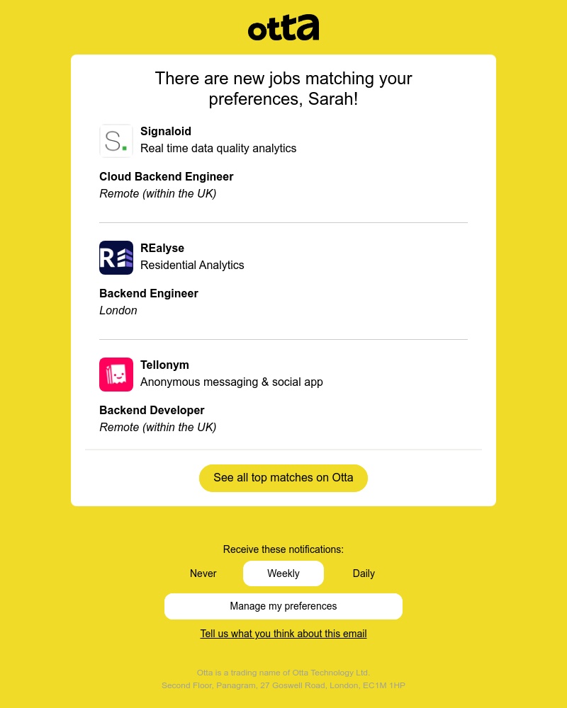 Otta - New match: Cloud Backend Engineer at Signaloid